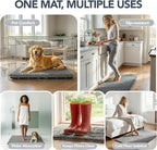 Deconovo Plush Waterproof Mats for Dogs, Absorbent Non-Slip Door Mat for Muddy Paws, 1.1" Thick Indoor Mat, Machine Washable Shaggy Pet Bed Mat, Quick Dry Indoor Entryway Rug, Gray, 32x20 Inch