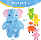 Prime Pets Dog Toys, 5 Pack, Plush Dog Squeaky Toys, No Stuffing Bodies, Crinkle Animals Pet Toy for Small Medium Large Dogs, Puppy Chew Toy to Keep Them Busy
