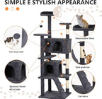 BestPet | 62" Cat Tree Tower | Dark Gray | Sturdy, Easy to Assemble, Multi-Level Activity Center with Sisal Scratching Posts, Condos, Perches, Hanging Cat Toys, Observation Decks & Ladder