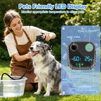 Rechargeable Portable Pet Shower Head Dog Bath Supplies for Indoor Outdoor | Dog Bathing Accessories with LED Display Temperature, IPX8 Waterproof Shower Pump Pet Grooming Tool for Yard Camping
