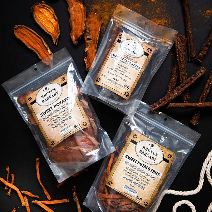 USA Sweet Potato Dog Treats - Grain Free, Cinnamon Pumpkin Crunchy Sticks are Great Tasting, Promote Positive Dog Gut Health with Natural Anti-Diarrhea Properties, no Preservatives Added