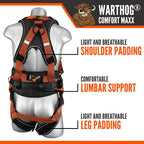 Warthog Comfort MAXX - Safety Harness for Construction – Fall Protection Equipment with Removable Belt and Lumbar Support, Side D-Rings, and Padding, OSHA & ANSI Compliant (3XL)
