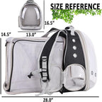 halinfer Dual Extension Pet Backpack Carrier for Large Cat and Small Puppy up to 20 Pounds, Clear Space Capsule Astronaut Transparent Bubble Window Pet Vet Travel Visit Bag