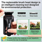 hygger Magnetic Aquarium Fish Tank Glass Cleaner,Detachable Dual-Blades Brush Tool with Floating Scrubber, Double Side Magnetic Algae Scraper for 0-0.25 Inch Thick Glass Aquariums Tank (S)