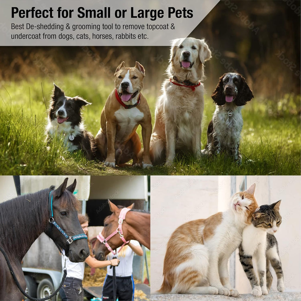King Kanine Pet Grooming Brush, Self Cleaning Deshedding | Multi-Use Tool for Dogs, Cats & Horses for All Life Stages | Brush Pet for Grooming and Loose Hair | Perfect for Medium & Large Coats