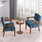 Accent Chair Set of 2 with Table, Living Room Chairs with Soft Seat and Armrests for Living Room Bedroom Reading Room Waiting Room, Lake Blue (AC01)