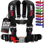1pc 50 Cal Black 4 Point Harness 2 inch straps, Racing Harness Seat Belt | Ultra Kush padding, Push Button quick release hardware. Universal Fit for UTV, RZR, race car
