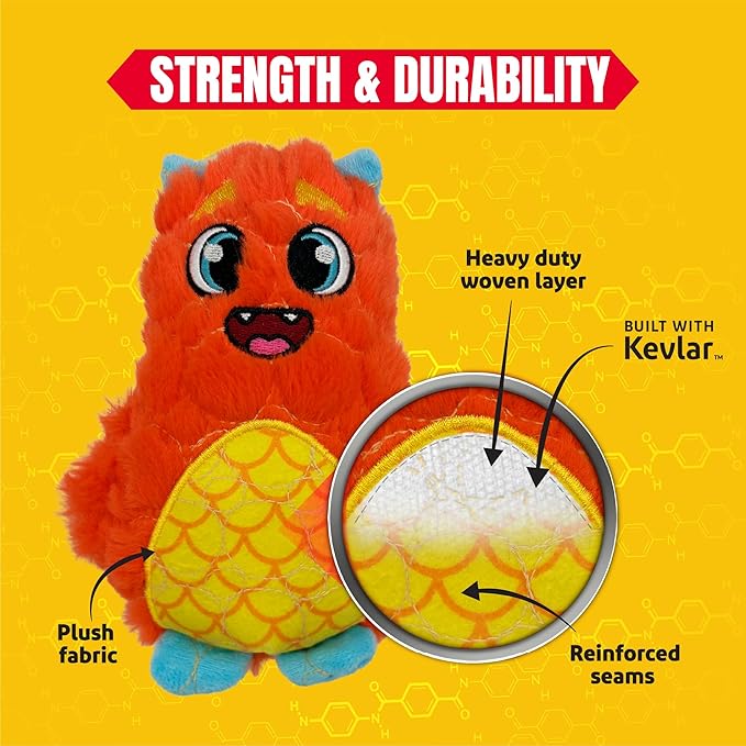 Bite Force - Durable & Strong Dog Toy Orange Monster with Squeaker, Kevlar-Reinforced for Aggressive Chewers.