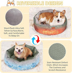 Dual-Sided Pet Bed for Medium Dogs & Large Cats, Reversible Dog Bed with Warm Plush & Cool Oxford Fabric, Ultra-Comfort Supportive Washable Cat Bed, Non-Slip Bottom, Grey 25x25 Inch