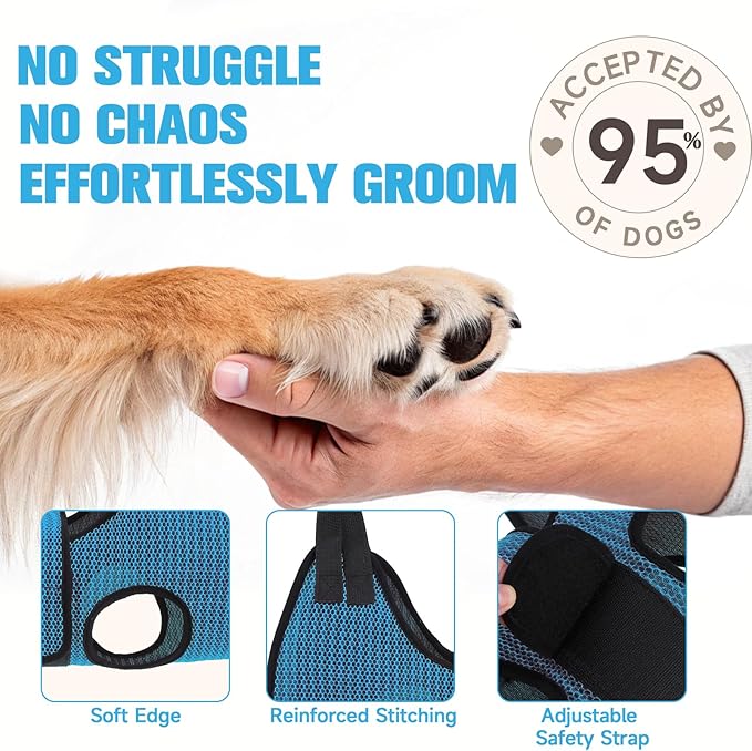 PAWCHIE Dog Grooming Hammock Harness for Dog Cat with Pet Nail Clipper Trimmer-Breathable Cat Hanger Sling for Trimming Clipping Nails-Dog Hammock Restraint Bag for Small Medium Large Dog, Dark Blue S