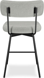 SIMPLIHOME Giselle Counter Stools (Set of 2) - 24 Inch Seat Height Swivel Upholstered Metal Kitchen Stools in Light Grey Polyester Linen, Contemporary Modern Seating with Padded Seat and Backrest