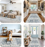 4x10 Washable Hallway Runner Rug: Oriental Extra Wide Ultra Soft Runners for Living Room Bedroom Stain Resistant Low Pile Carpet for Entryway Ktichen Thin Non Slip Bathroom Floor Mat(Grey,4x10)