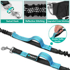 PetAmi Premium Hands Free Dog Leash for 2 Dogs, Adjustable Waist Belt Leash for Dog Walking, Fanny Pack Accessories Bag Dual Bungee Leash for Running, Hiking, Jogging, Biking, Black