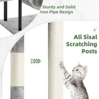 Gitelsnour Cat Tree, Cat Tower for Indoor Cats, 43.3 inch Cat Tree Tower with Sturdy Steel Tube, Cat Hammock, Cat Condo for Small Cats and Kittens, Cat Scratching Post, Light Gray GCT004SW