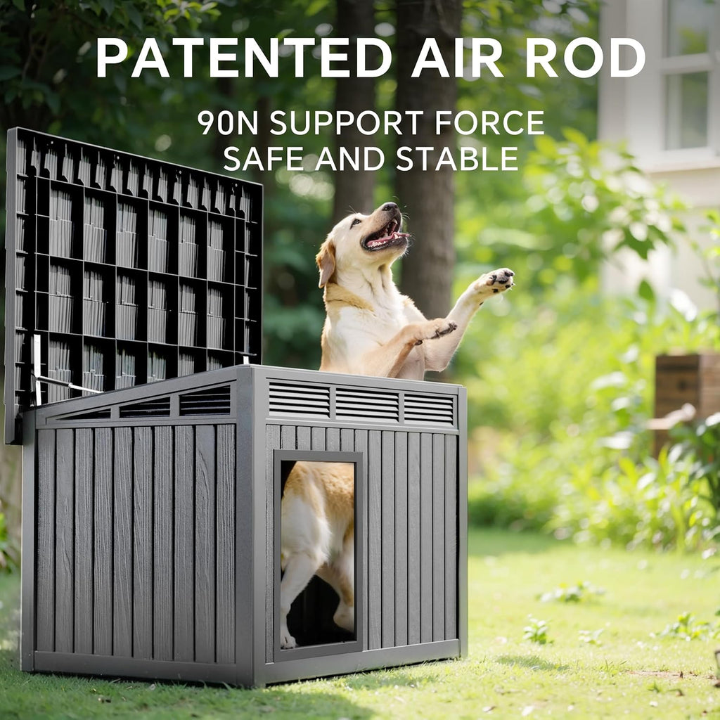 DRATO Dog House for Both Indoor and Outdoor with Weatherproof Roof Removable Floors for Medium to Large Dogs Interior Space (Gray, Large (42.87 * 32.95 * 31.61''))