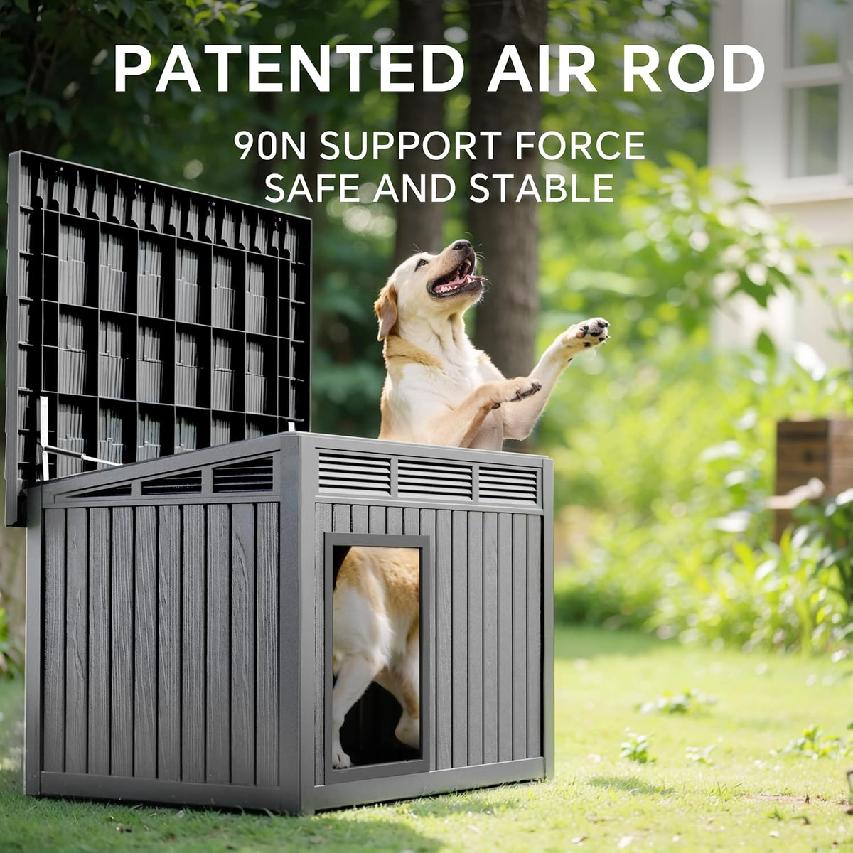 DRATO Dog House for Both Indoor and Outdoor with Weatherproof Roof Removable Floors for Medium to Large Dogs Interior Space (Gray, Large (42.87 * 32.95 * 31.61''))