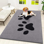 Smiry Dog Door Mat for Muddy Paws, Absorbs Moisture and Dirt, Low-Profile Entryway Mat with Non-Slip Backing, Entry Indoor Outdoor Doormat for Inside Floor (48x32 Inches, Grey, Paw)