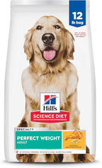 Hill's Science Diet Perfect Weight, Adult 1-6, Weight Management Support, Dry Dog Food, Chicken & Brown Rice, 12 lb. Bag