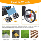 4 Wheels Dog Stroller Folding Pet Strolling Cart for Small Medium Cats Puppies Portable Jogger Travel Camping Puppy Carrier with Storage Basket Cup Holder, Blue