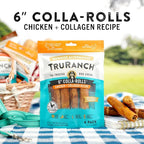 TRURANCH Collagen Rolls - 6" Collagen Rolls for Dogs - Long Lasting Healthy Joint Support - Rawhide Alternative - Skin & Coat Health - Made with Real Chicken, Value Pack, 3 Bags, 12 Count