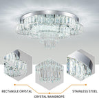 21 Inch Crystal Chandelier LED Flush Mount Ceiling Light Fixtures Luxury Chandeliers for Living Room Bathroom Bedroom Entrance Dining Room(Cool White)