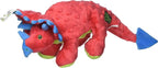 goDog Dinos Frills Squeaky Plush Dog Toy with Chew Guard Technology, Durable Fabric & Squeaker for Active Play, Red, Large