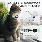 AirTag Cat Collars, Stretchy Collar with Apple AirTag Holder and Bell, Breakaway Ultra Design Elastic GPS Tracking Collars for Cats and Puppies, (7.5-12.5 Inch), Green