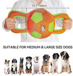 ALL FOR PAWS Dog Ball with Handles, Dog Toy with Squeaker, Interactive Tug of War Ball Toy for Medium and Large Dogs,15.7 x 7.9 x 7.9 Inch