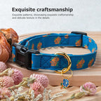 Cotton Handmade Dog Collar Cute and Distinctive Patterns Blue Rose with Pendant for Girl Boy Dogs Collars M