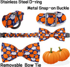 Unique Style Paws Halloween Day Dog Collar with Bow Bone Pumpkin Cotton Dog Collars for Small Medium Large Dogs