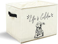 Funny Golden Retriever Dog Toy Basket, Dogs Lover Gifts, Life Is Golden Humorous Collapsible Pet Dog Toy Storage Bin Box Basket Organizer, Pet Supplies for Dogs