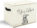 Funny Golden Retriever Dog Toy Basket, Dogs Lover Gifts, Life Is Golden Humorous Collapsible Pet Dog Toy Storage Bin Box Basket Organizer, Pet Supplies for Dogs