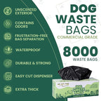 Dog Waste Bags 8000 Count - Replacement Doggie Poop Bags for Outdoor - Thick, Leakproof, Odor Control and Tear Resistant