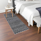 2x5 Rug Runner Moroccan - Washable Hallway Runner Rug Non Slip Pets Friendly Runner Low Pile Soft Indoor Floor Mat Front Door for Kitchen Bedroom Entryway Laundry 2x5 Black