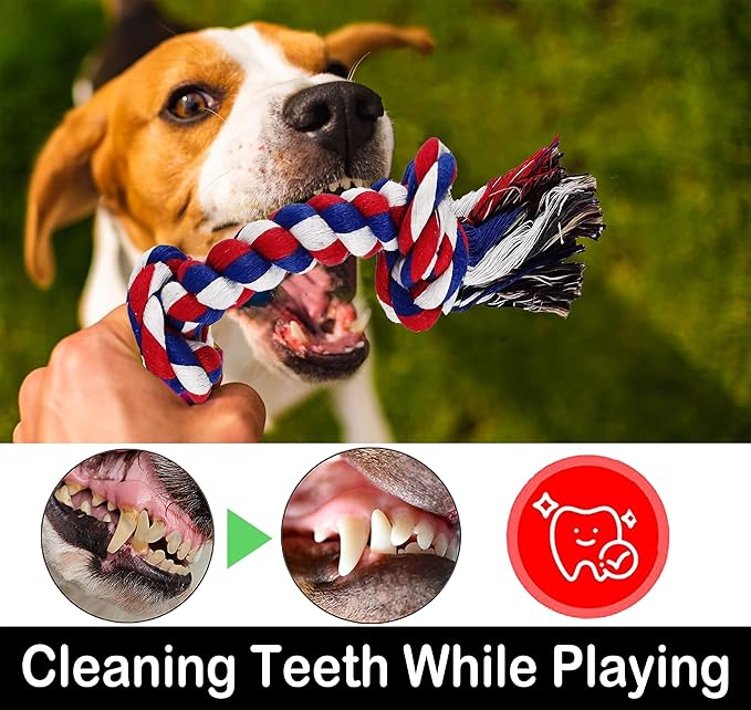 LosFong Large Dog Chew Toys for Aggressive Chewers, Indestructible Dog Rope Toys for Large Breeds, Heavy Duty 100% Cotton Dental Teeth Cleaning Tug of War Toy