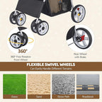 ZENY Foldable Pet Stroller, Cat/Dog Stroller with 4 Wheel, Pet Travel Carrier Strolling Cart with Storage Basket, Cup Holder (Black)