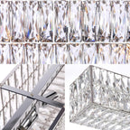 IKK Modern Rectangle Chandelier for Dining Room, Crystal Chandeliers with Stainless Steel in Chrome, Large Rectangular Pendant Light for Kitchen Island L40 x W6.7 x H6.3