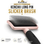 Kenchii Long Pin Slicker Brush for Dogs (Poodles, Doodles, Goldendoodles, Labradoodles), Professional Grooming Brush for Detangling, Fluffing & Dematting, Non-Slip Comfort Handle