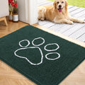 OLANLY Door Mat for Muddy Dog Paws 40x32, Absorbent Chenille Mud Doormat with Paw Print Design, Non-Slip Washable Doormat for Indoor Entryway, Quick-Dry Pet Bed Mats for Dirty Dogs, Blackish Green