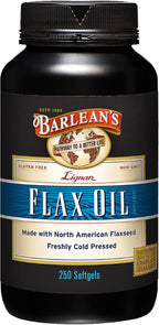 Barlean's Lignan Flaxseed Oil Softgels, Cold-Pressed Flax Seed Supplement with 1,550 mg ALA Omega-3 Fatty Acids for Joint & Heart Health, 1000mg, 250 ct