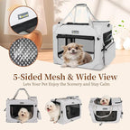Large Cat Carrier for Cats Collapsible Soft Pet XL Crate for Large/Medium Cats 15lbs+ Car Travel Portable Bag with Water Bottle Slot Ideal for Long Trips (Blue, 20.0"L x 14.0"W x 14.0"H)