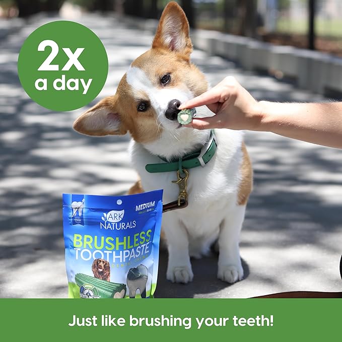 Ark Naturals Brushless Toothpaste, Dog Dental Chews for Medium Breeds, Freshens Breath, Helps Reduce Plaque & Tartar, 18oz, 1 Pack
