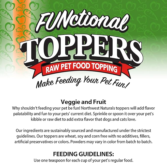 Northwest Naturals Freeze-Dried Veggie & Fruit Functional Topper - for Dogs & Cats - Healthy, Limited, Human Grade Ingredients, All Natural, Proudly Made in USA, 5 Oz (Pack of 2)
