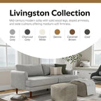SIMPLIHOME Livingston 76-inch Wide Sofa in Mist Grey Woven-Blend Fabric, Handcrafted Loveseat Couch for Living Room or Family Room, Mid-Century Modern Style, Solid Wood Frame