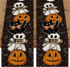 Artoid Mode Polka Dot Ghost Pumpkin Cat Boo 2PCS Halloween Table Runner, Bat Seasonal Fall Kitchen Dining Table Decoration Home Party Decor 13x72 Inch
