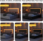 Queen Led Bed Frame with 4 Storage Drawers, Bed Frame with Led Lights No Box Spring Needed, 900 lbs Capacity, Easy Assembly, PU White