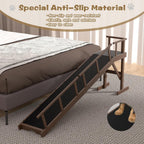 73" Dog Ramp for Bed, Pet Ramp with Removable Side Rail and Non-Slip Surface, Pet Ramp for Small & Large & Senior Dogs with Rest Platform and DIY Glow Strips,Dog Stairs for Couch, Brown