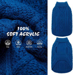 BINGPET Thermal Knitted Dog Sweater for Small Medium Large Dogs,Winter Dog Cat Coat Warm Sweartershirts Outfits,Classic Cable Knit Turtleneck Pullover Dog Jumper Coat Warm Sweartershirts(Blue,S)