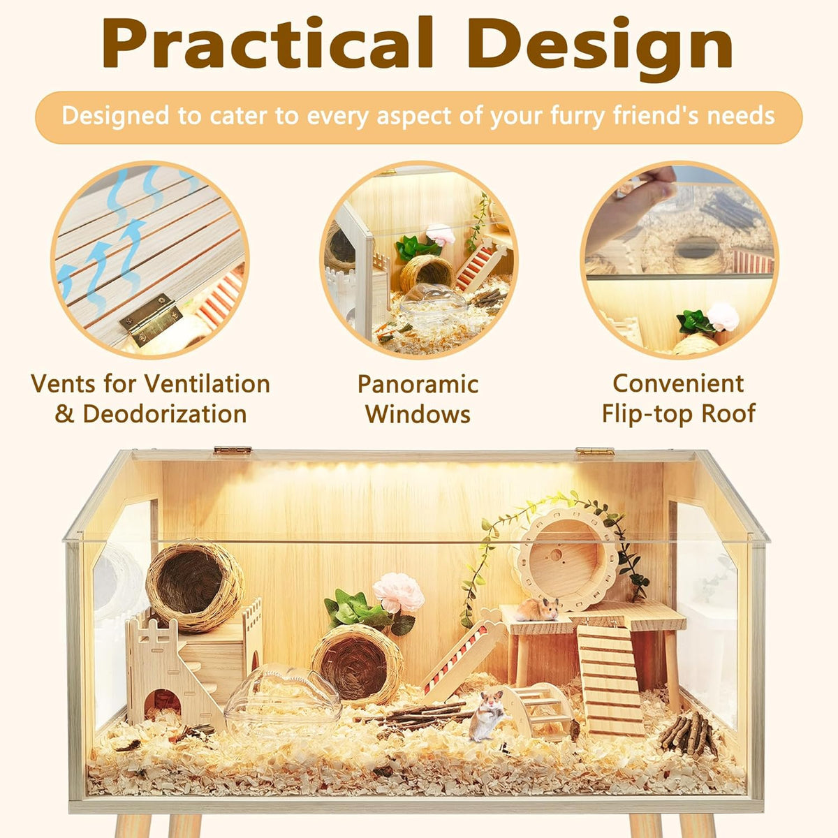 Prolee Hamster Cage with Legs, Guinea Pig Cages Chew Proof, Hamster House, Hamster Cages and Habitats, 40" L x 20" W x 47.6" H