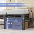 NKZ 22 Inch Queen Size Bed Frame, Metal Bed Frame & Box Spring 2 in 1 Platform with Round Corner Legs, 4000Lbs Heavy Duty Metal Frame, Mattress Slide Stopper, Headboard Hole, Noise-Free, Easy Assembly